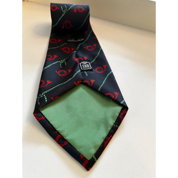 Men’s 58” SØR Hand Sewn Silk Tie French Horn Pattern Luxury Necktie Made in Germ - Picture 5 of 5